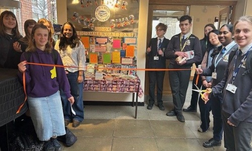Ribbon cutting ceremony for the book swap